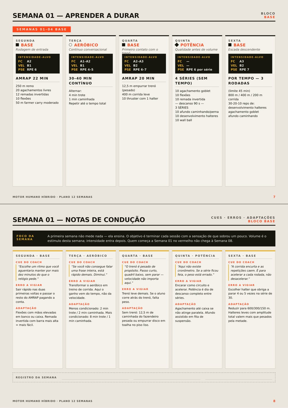 Plano 12 Semanas — Semana 01 — na íntegra