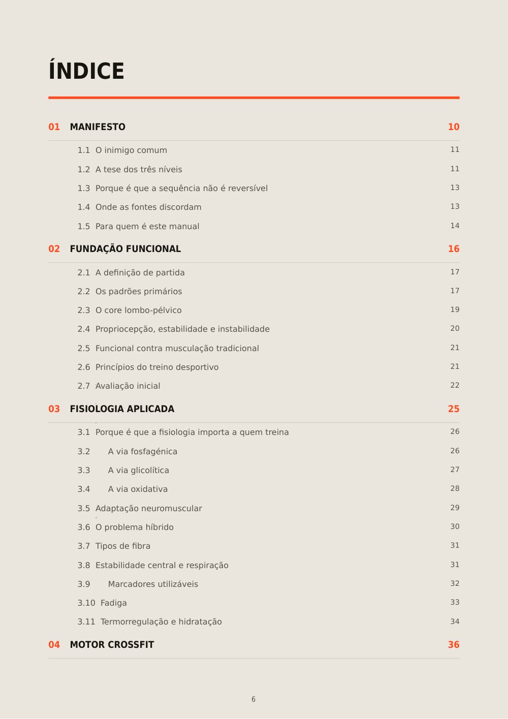 Master Class — Índice — 11 blocos